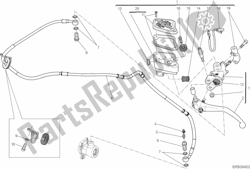 Todas as partes de Cilindro Mestre Da Embreagem do Ducati Diavel Carbon FL USA 1200 2018